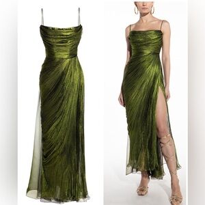MARIA LUCIA HOHAN Regina Silk Midi Dress in Peridot